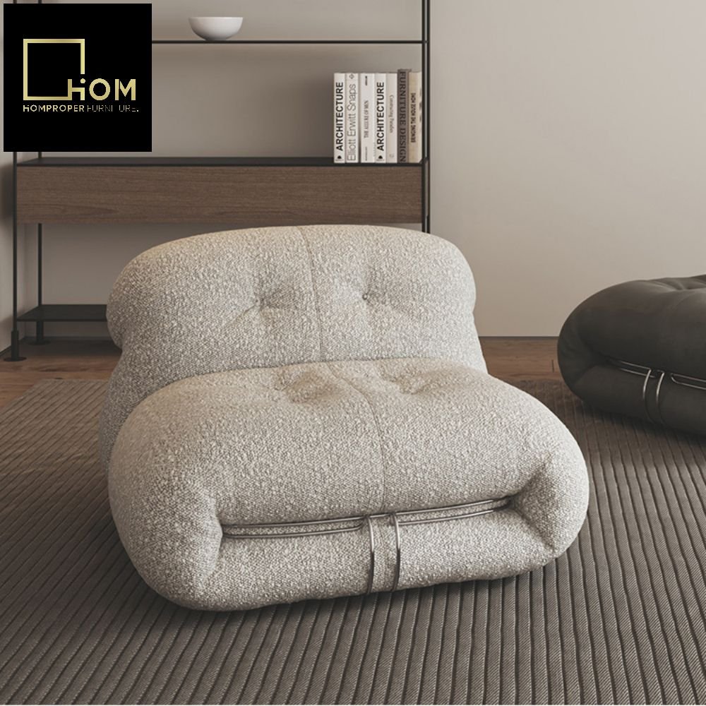 Nordic designer special-shaped hippopotamus steel teeth sofa modern small apartment French retro wabi-sabi style lambskin sofa