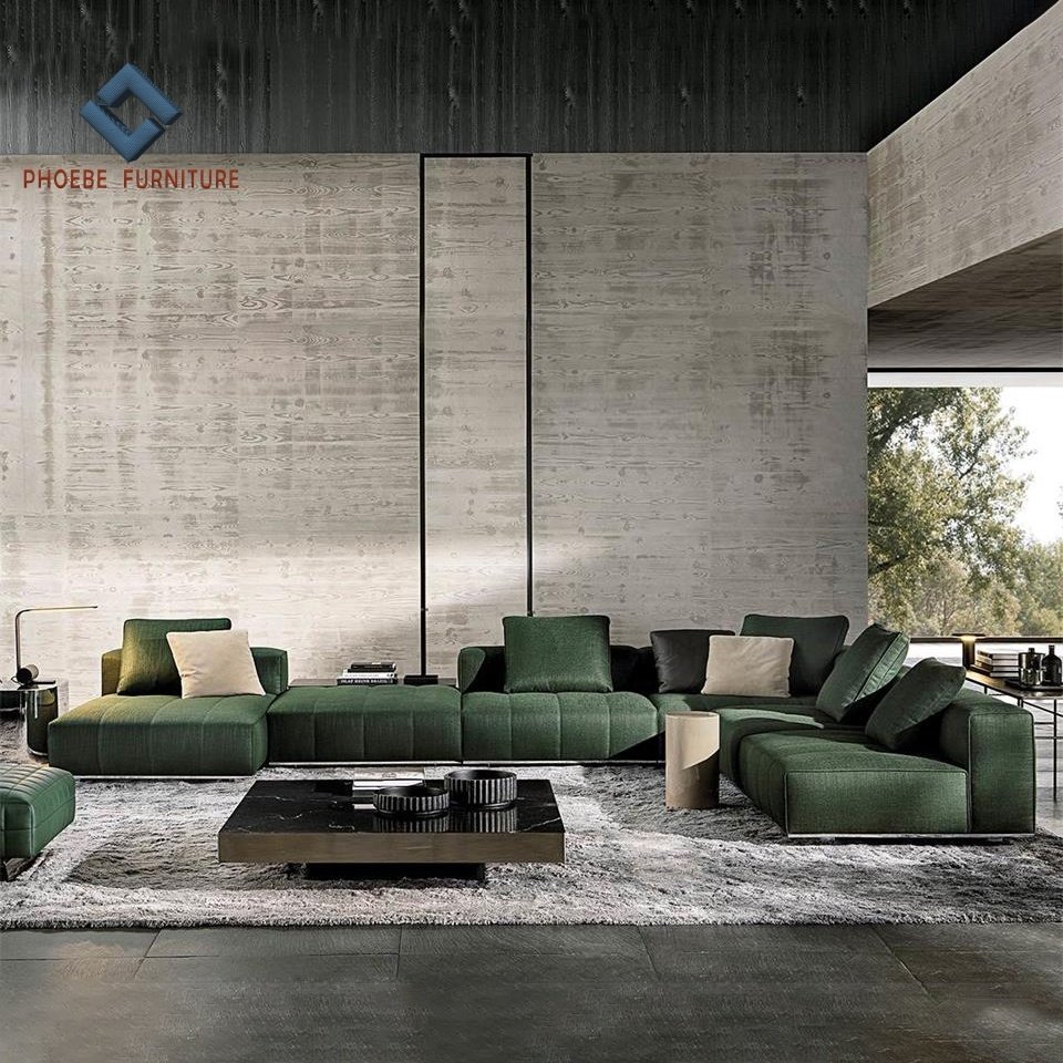 Italy modern goodman design nice sewing base stainless steel sofa living room furniture sectional couch set