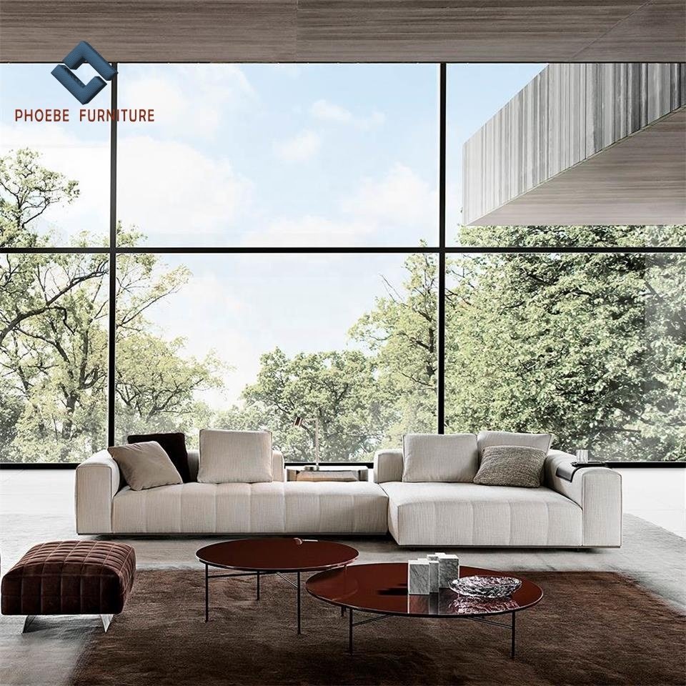Italy modern goodman design nice sewing base stainless steel sofa living room furniture sectional couch set