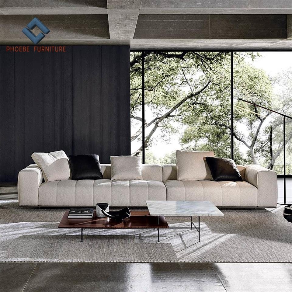 Italy modern goodman design nice sewing base stainless steel sofa living room furniture sectional couch set