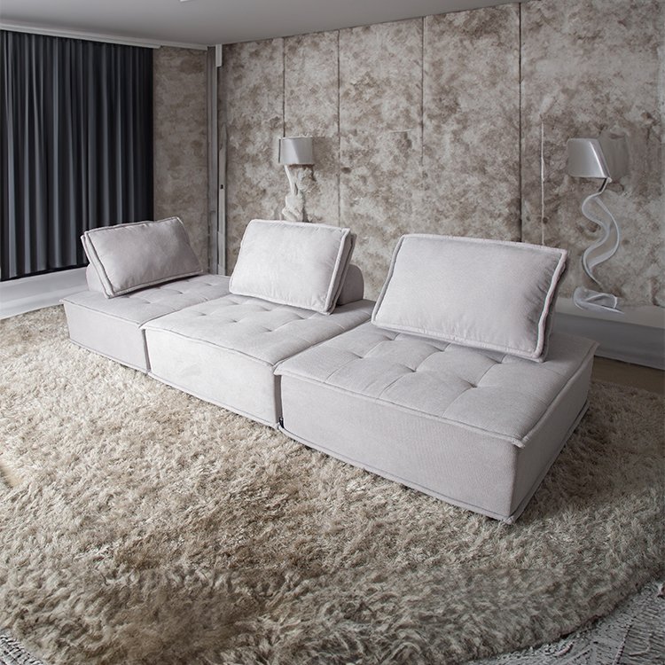 Modern Design White Cotton Linen Factory Direct Selling Modular Sectional Sofa Free Combination For Apartment Living Room