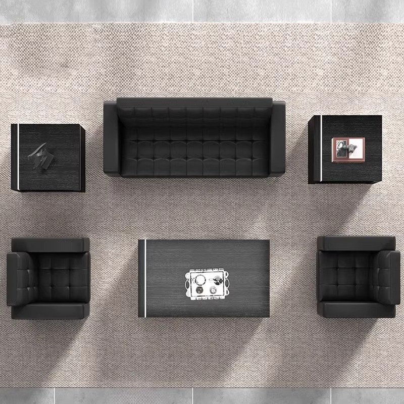 Modern Leather Office Sofa Coffee Table Combination Reception Single And Double Seats Large And Small Meeting Room Sofa
