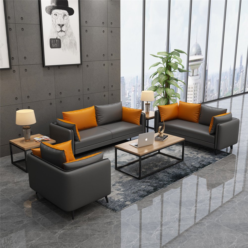 Hot Sales High-End Modern Luxury European Design Modular Leather Corner Office Sofa Set CEO Reception Living Room Office Couches