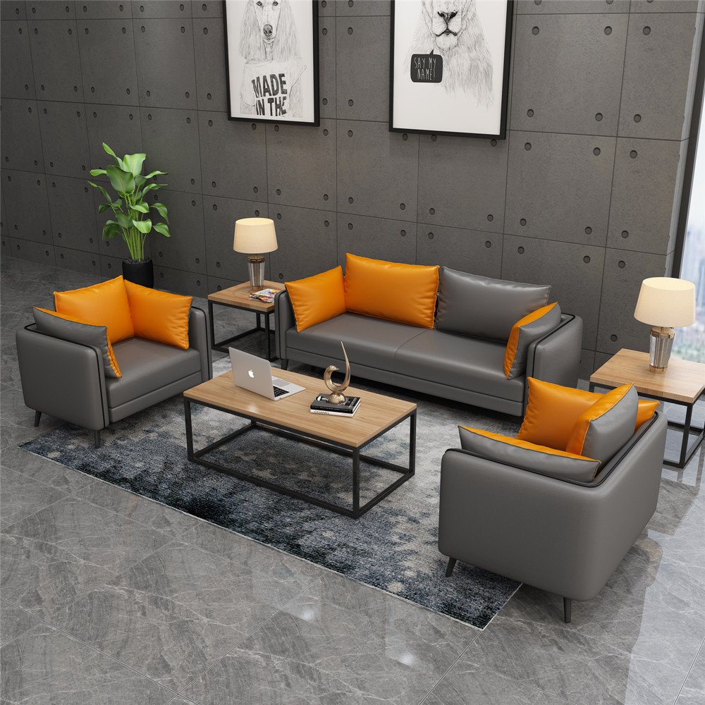 Hot Sales High-End Modern Luxury European Design Modular Leather Corner Office Sofa Set CEO Reception Living Room Office Couches