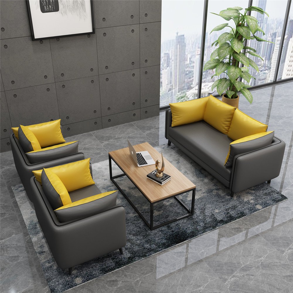 Hot Sales High-End Modern Luxury European Design Modular Leather Corner Office Sofa Set CEO Reception Living Room Office Couches