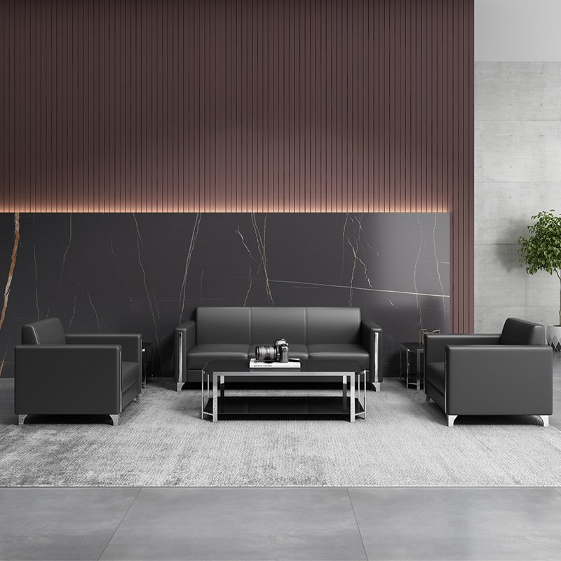 Factory Office Waiting Room Furniture Sofa Sets Leisure Sofa PU Leather Modern Contemporary Reception Sofa Foshan