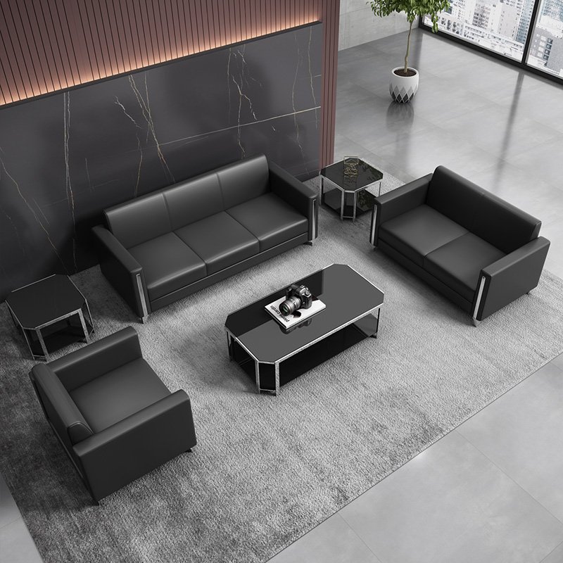 Factory Office Waiting Room Furniture Sofa Sets Leisure Sofa PU Leather Modern Contemporary Reception Sofa Foshan