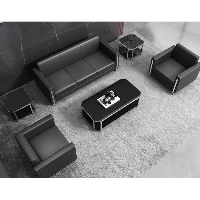 Factory Office Waiting Room Furniture Sofa Sets Leisure Sofa PU Leather Modern Contemporary Reception Sofa Foshan