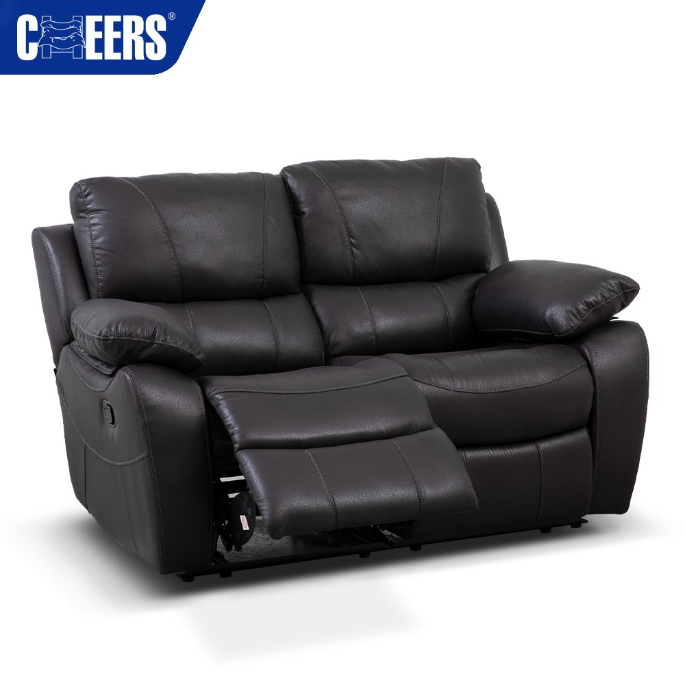MANWAH CHEERS high end furniture living room sofa set modern luxury black leather recliner sofa set