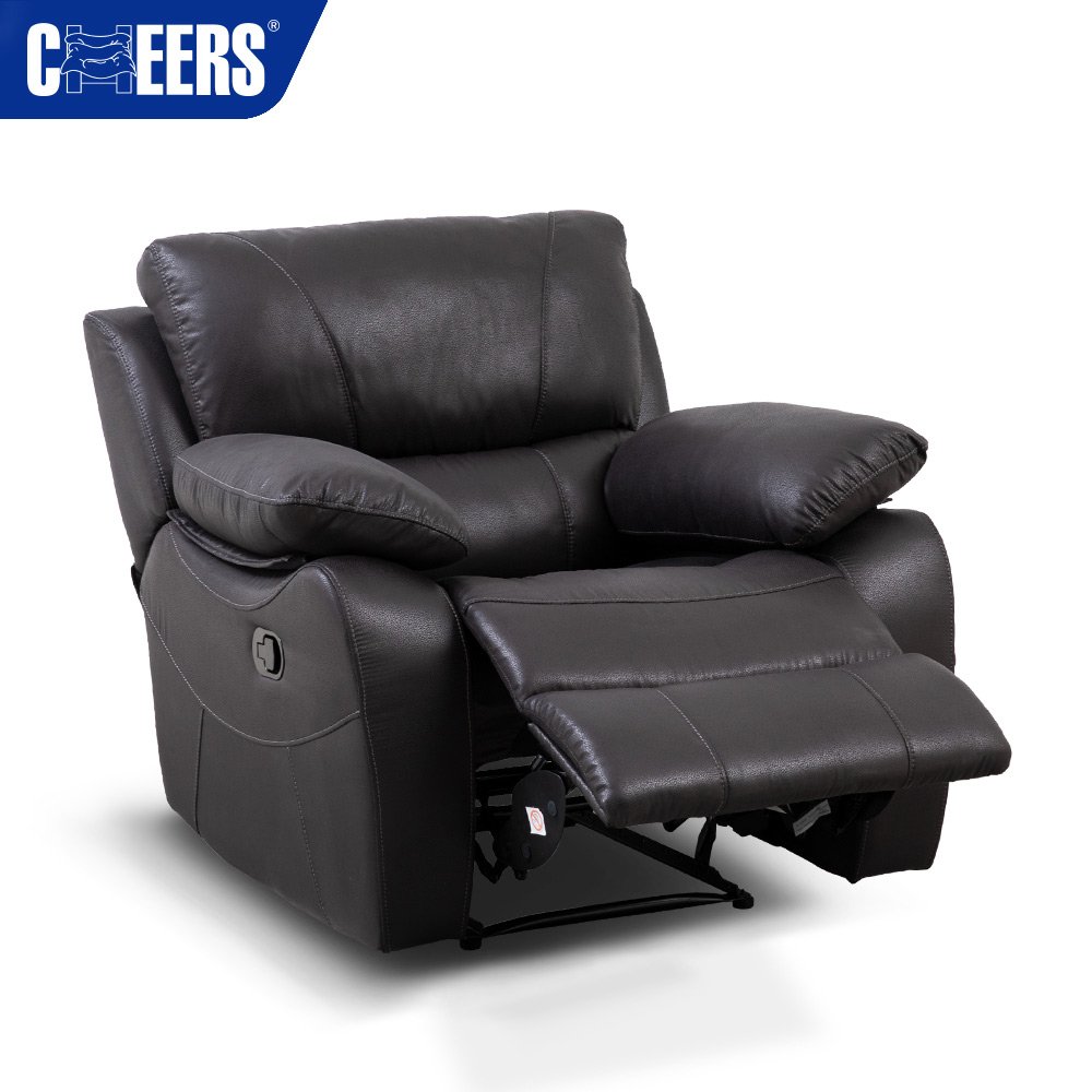 MANWAH CHEERS high end furniture living room sofa set modern luxury black leather recliner sofa set