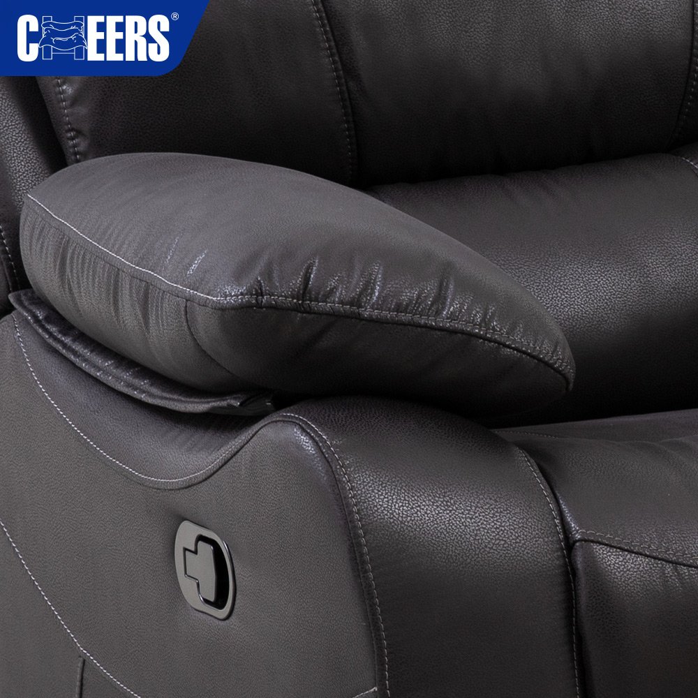 MANWAH CHEERS high end furniture living room sofa set modern luxury black leather recliner sofa set