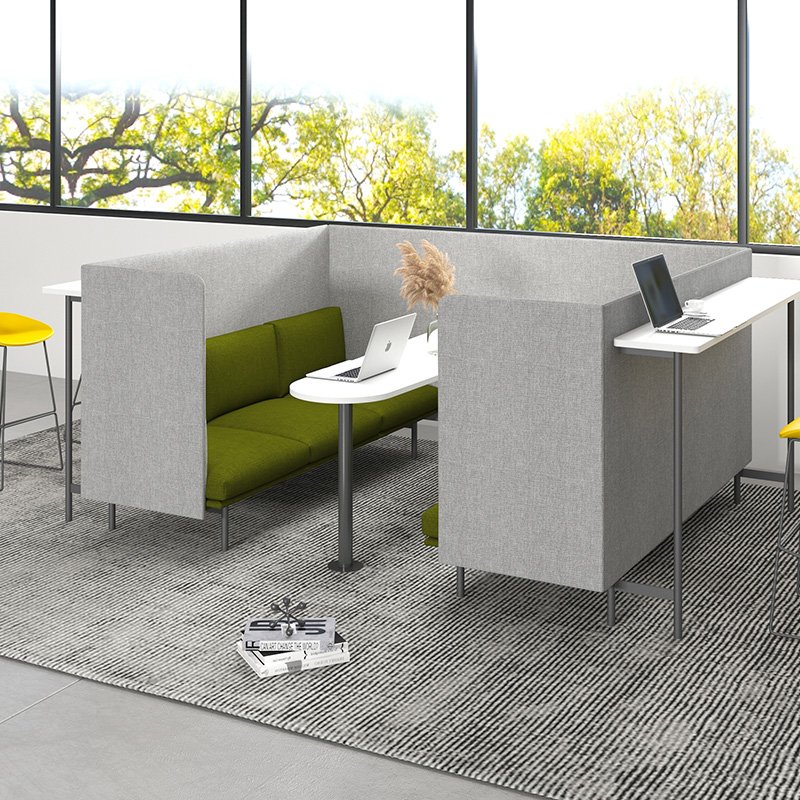 High End Privacy Meeting Sofa Pod Fabric Modern Design High Partition Back Office Sofa With Bookshelf