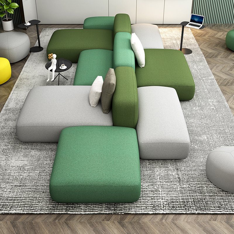 Modern Public Area Lounge Fabric Furniture Combination Reception Modular Sectional Office Sofa Set