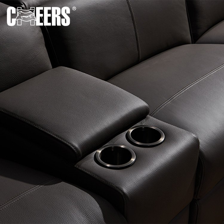 MANWAH CHEERS Power Modern Genuine Leather Living Room Furniture Reclining Sectional Recliner Sofa