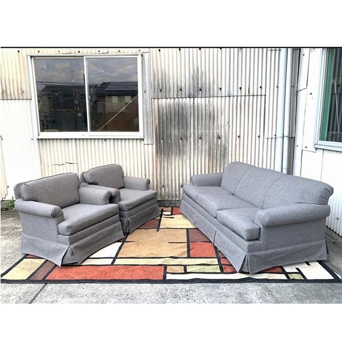 Comfortable living room grey color reception waiting three seater office sofa design