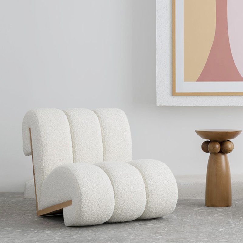 Minimalist Custom Lambswool Sofa Chair Modern Living Room Comfortable Lounge Leisure Chair