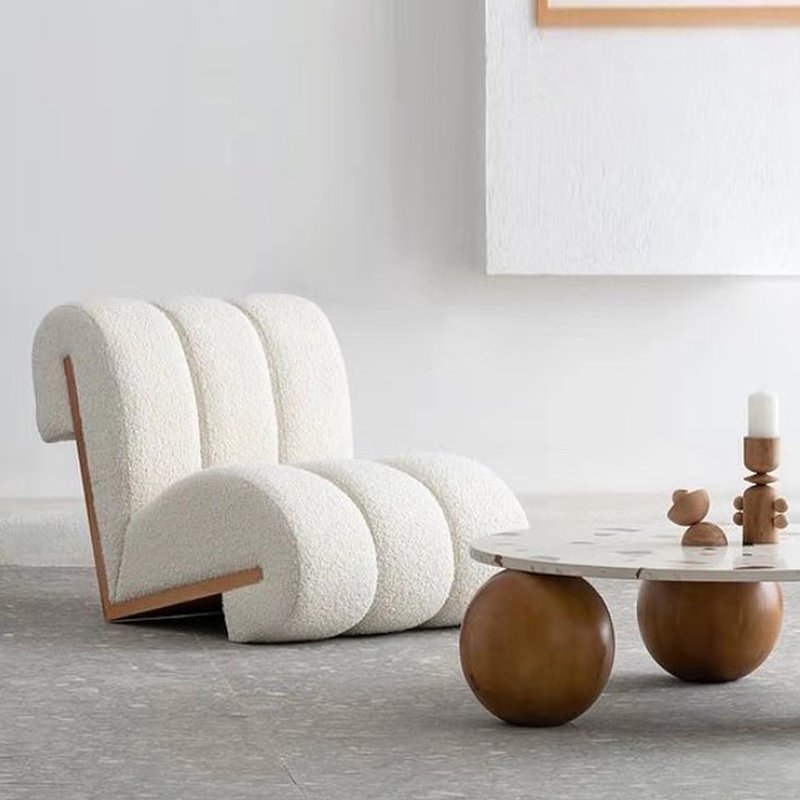 Minimalist Custom Lambswool Sofa Chair Modern Living Room Comfortable Lounge Leisure Chair