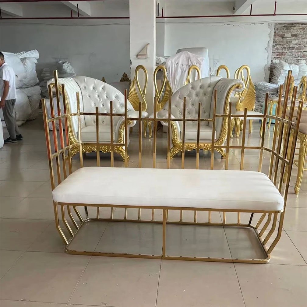 luxury stainless steel gold royal throne queen and king single double seats sofa chair