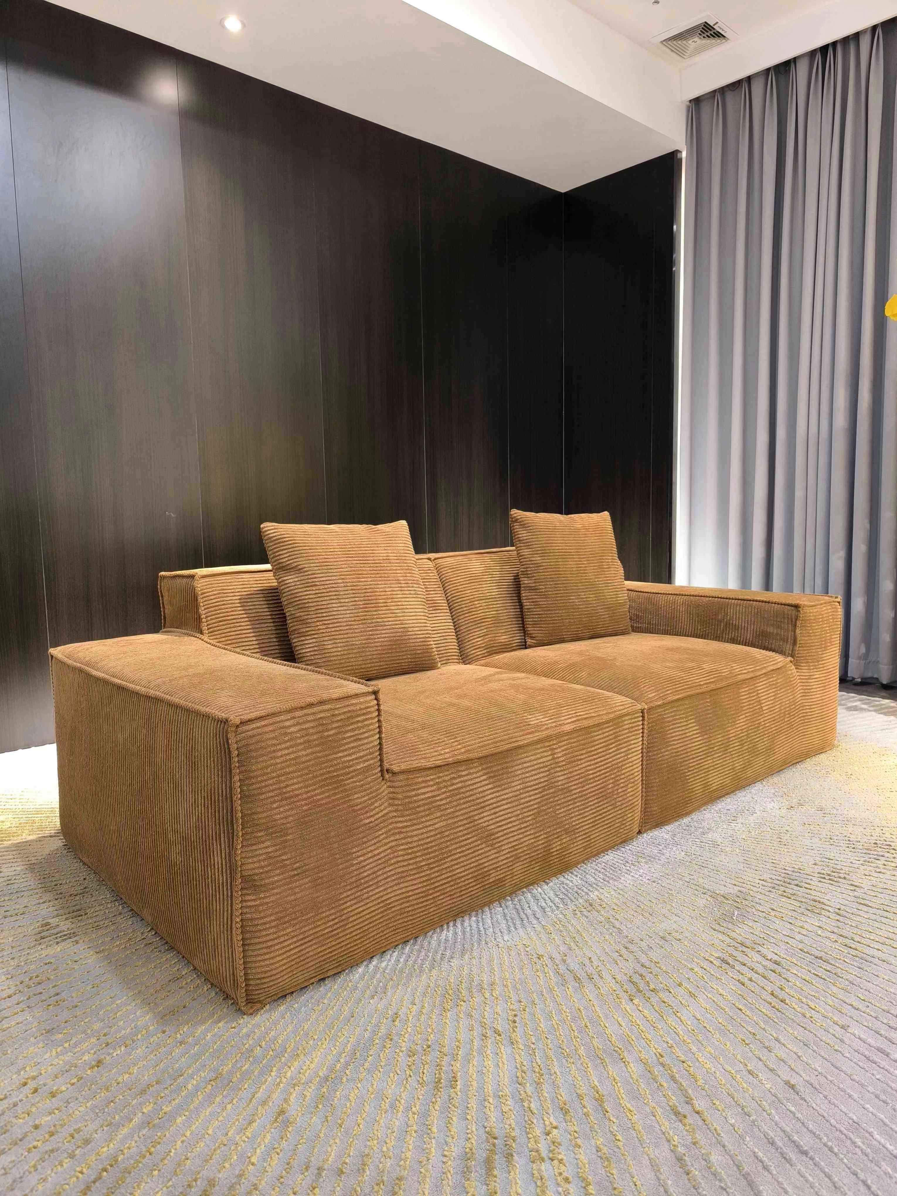 Corduroy fabric sofa vacuum compression module sofa Fashion new cream fabric sofa