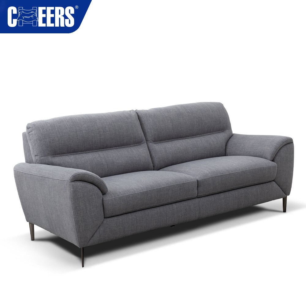 MANWAH CHEERS Gray Fabric 2 2 1 Seat Living Room Sofa With Metal Legs
