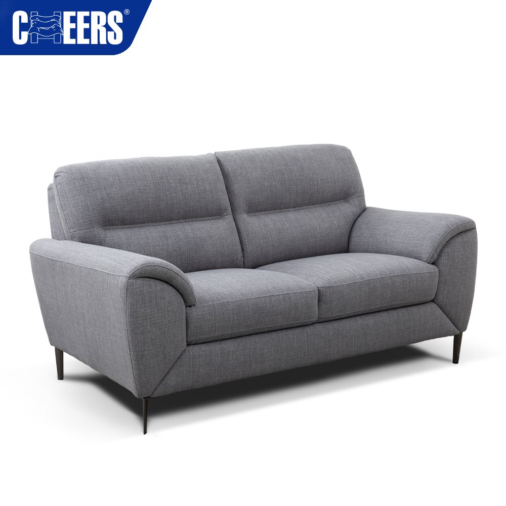 MANWAH CHEERS Gray Fabric 2 2 1 Seat Living Room Sofa With Metal Legs