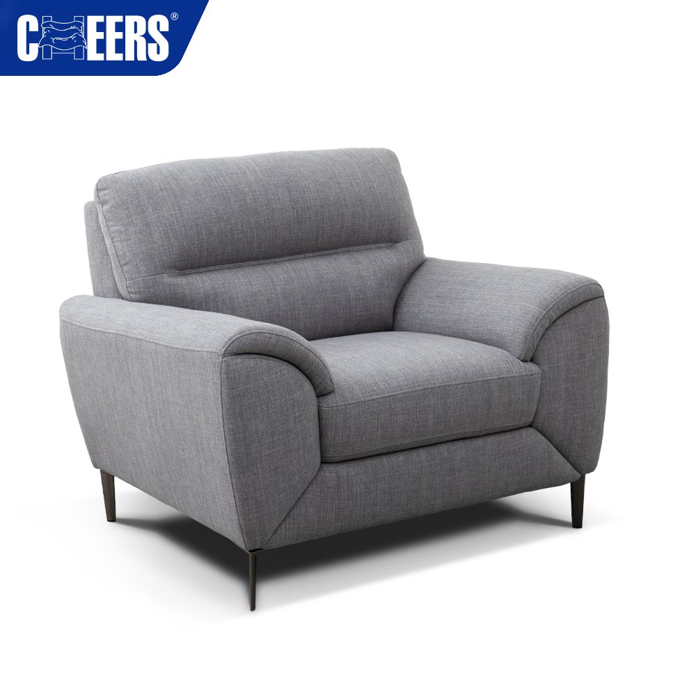 MANWAH CHEERS Gray Fabric 2 2 1 Seat Living Room Sofa With Metal Legs