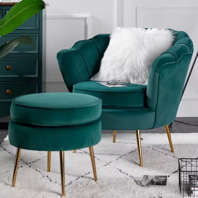Free Sample Modern Hotel Home Furniture Balcony Reclining Fabric Recliner Leisure Living Room Velvet Lounge Sofa Chair