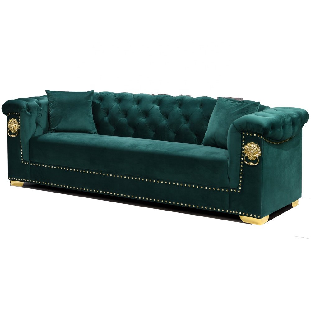 NOVA Nordic Classic Style Fabric Chesterfield Couch Set Tufted Velvet Loveseat Upholstered Living Room Sofas Furniture