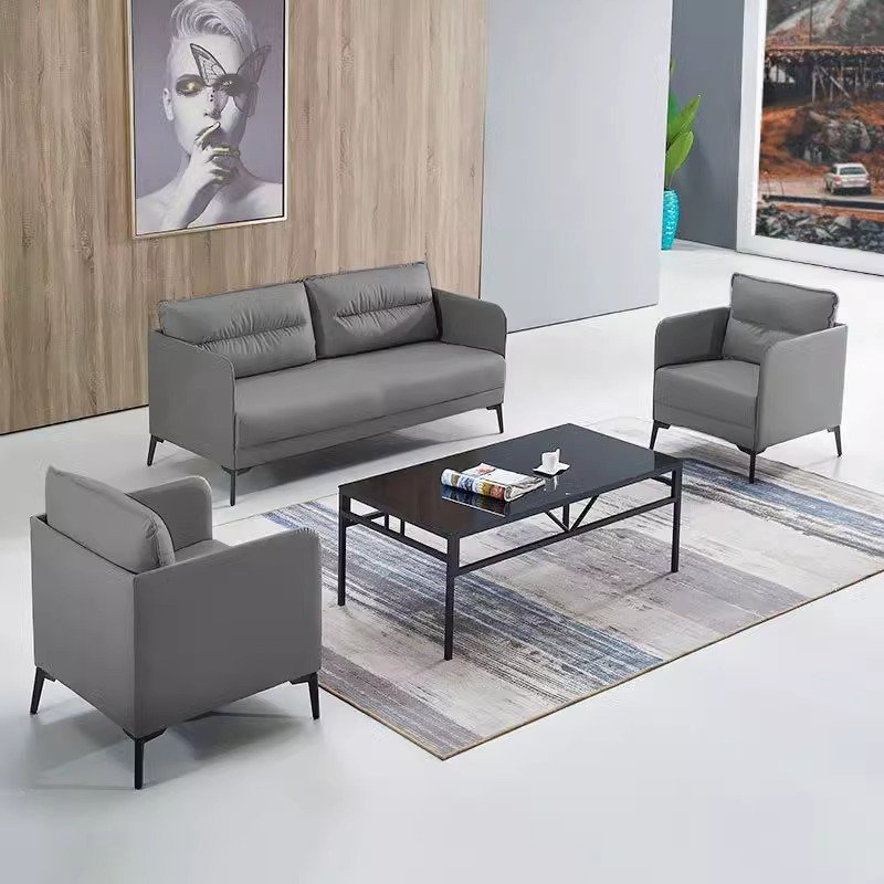 Modern fashion simple gray reception area office sofa set can be freely matched