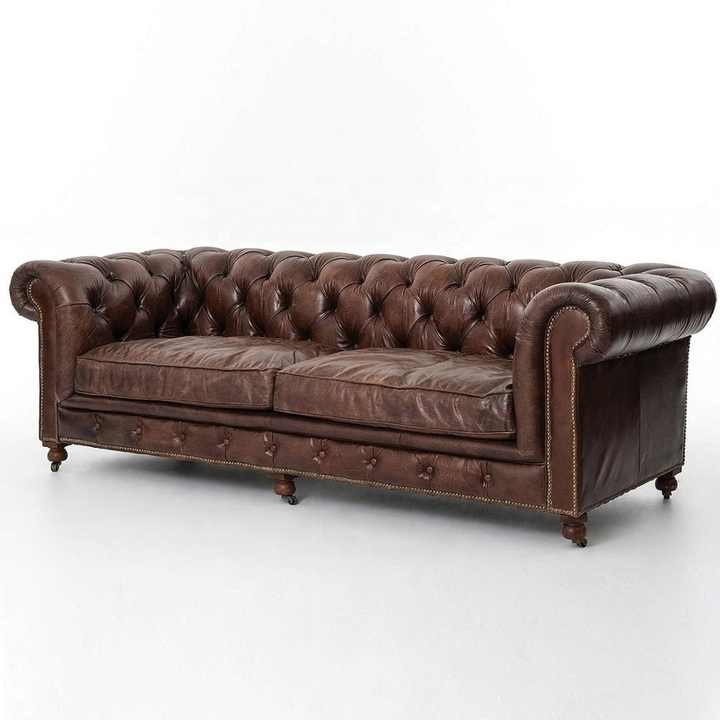High Quality Luxury Leather Upholstery Chesterfield Genuine Leather Two Seater Sofa Sets for Living & Lounge Room at Bulk Prices