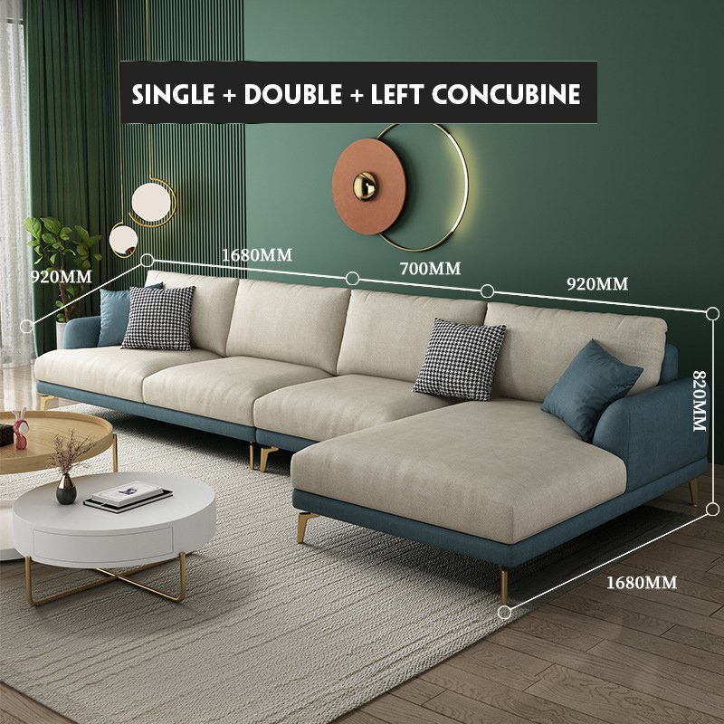 Italian luxury sectional leather sofa modern minimalist living room three or four people in-line L-shaped sofa