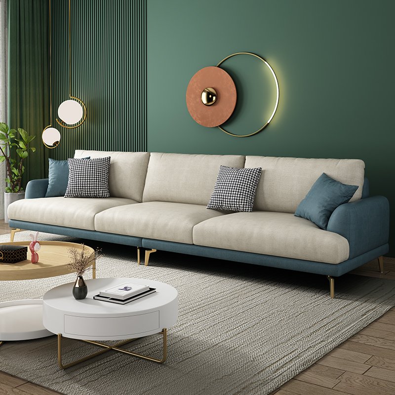 Italian luxury sectional leather sofa modern minimalist living room three or four people in-line L-shaped sofa