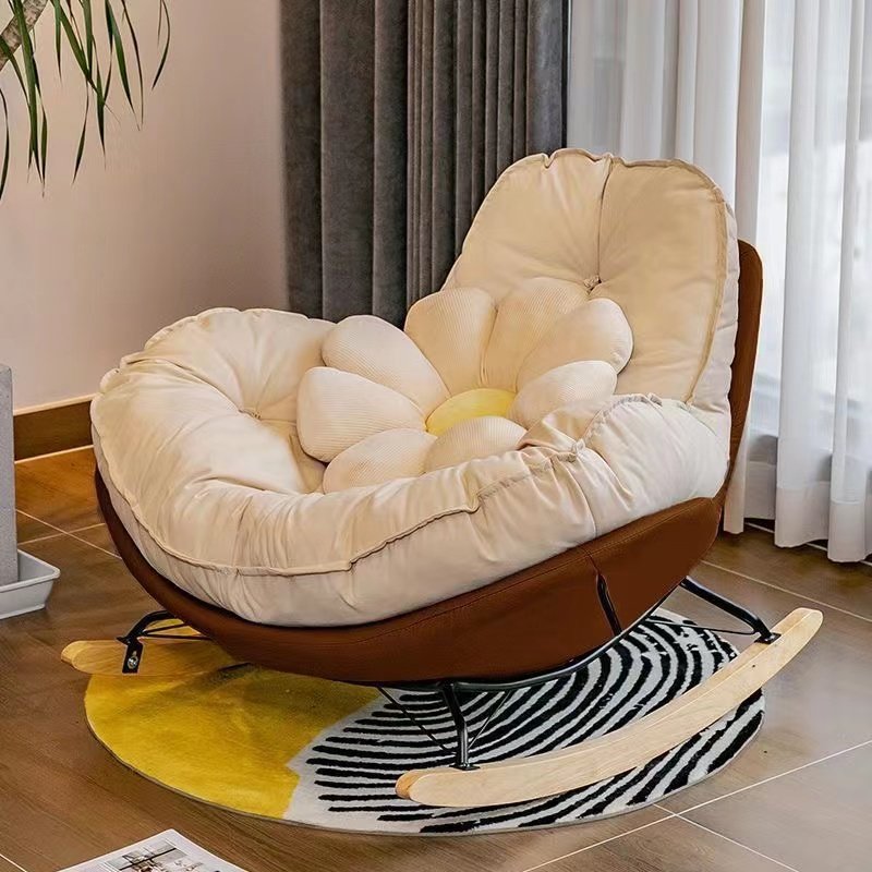 Modern Wooden Rocking Chair Bedroom Hotel School Hospital Apartment Gym Laundry Villa Workshop Dining Outdoor Bar Use Fabric