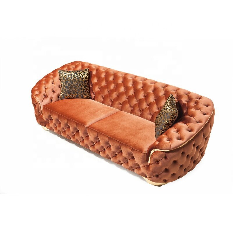 Luxury high end Velvet Chesterfield Lounge Sofa modern new design 3 Seat Large Velvet sectional Sofas furniture