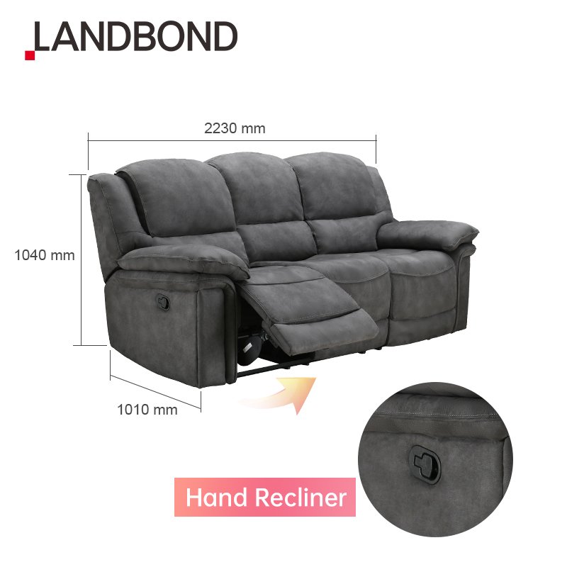 LANDBOND Modern Reclining Sofa Comfortable Fabric Manual Recliner Sofa Set Living Room Furniture Couch Sets for hotel and villa