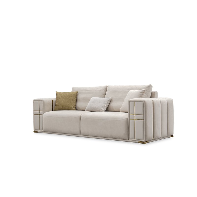 Modern Luxury Furniture Living Room White Cloth Upholstered Fabric Sofa For Home Office Hotel Apartment