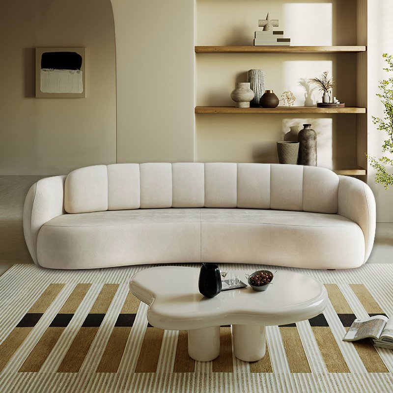 Italian minimalist and luxurious curved shaped sofa with cream style living room designer ins casual velvet fabric sofa