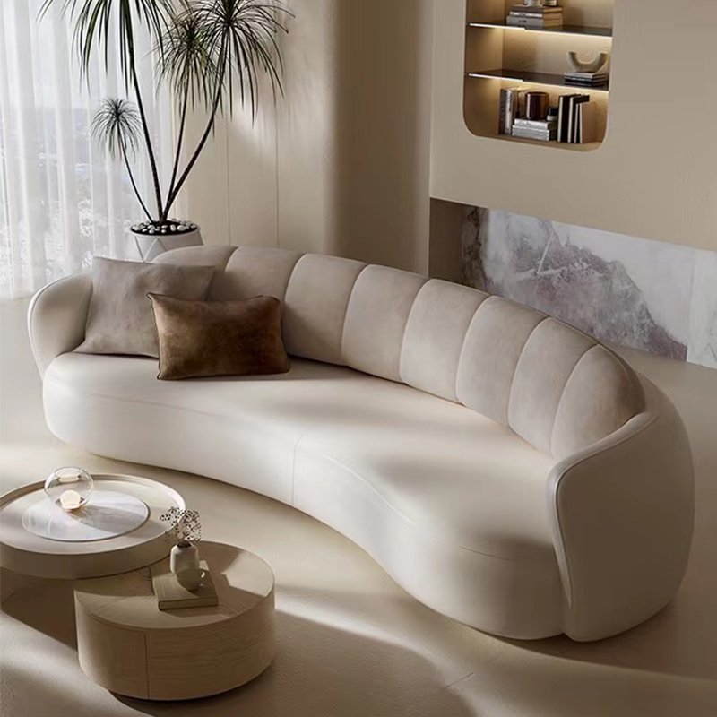 Italian minimalist and luxurious curved shaped sofa with cream style living room designer ins casual velvet fabric sofa