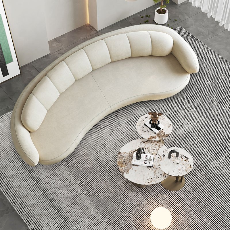 Italian minimalist and luxurious curved shaped sofa with cream style living room designer ins casual velvet fabric sofa