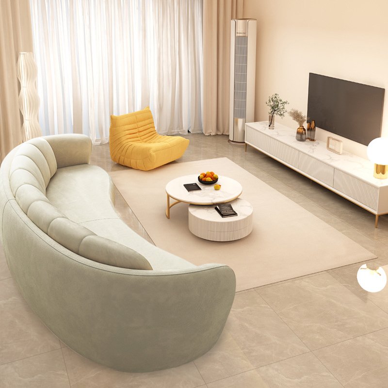Italian minimalist and luxurious curved shaped sofa with cream style living room designer ins casual velvet fabric sofa
