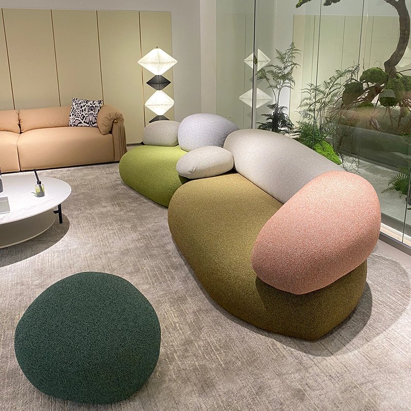New arrival cobblestone stone design fabric sofa set modular sectional living room furniture pebble sofa