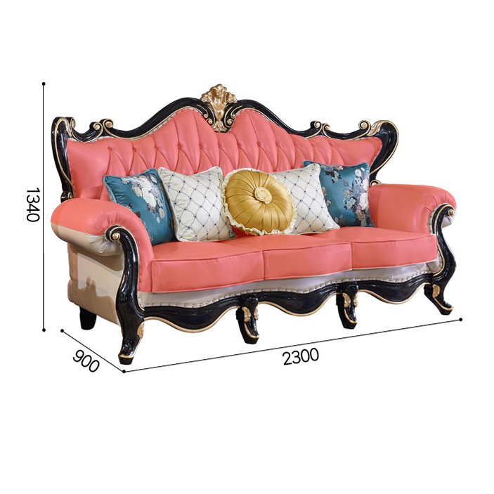 2023 New Design Luxury Antique Sofa Couch European Style Classic Genuine Leather Sofa Sets Living Room Furniture
