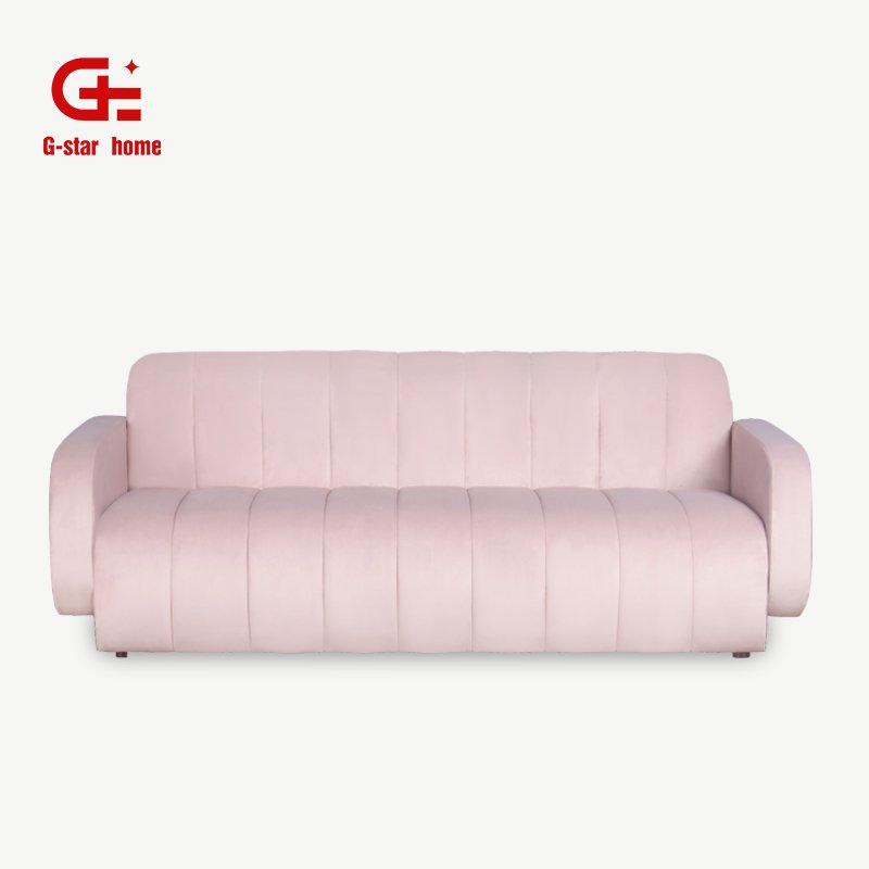 Modular Living Room Sofa Set Pink Velvet Home Office Three Seater Couch