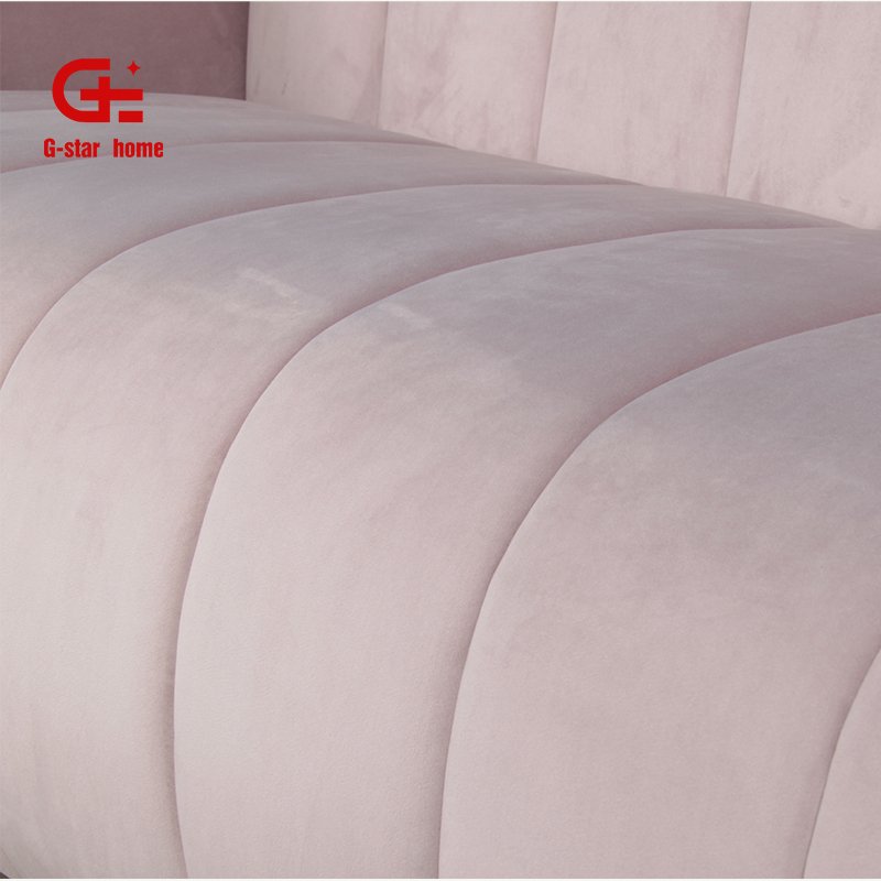 Modular Living Room Sofa Set Pink Velvet Home Office Three Seater Couch