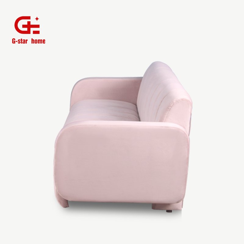 Modular Living Room Sofa Set Pink Velvet Home Office Three Seater Couch