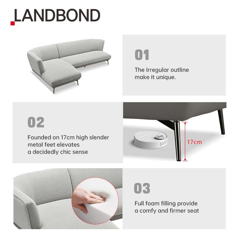 Living Room Nordic Modern Style Furniture Sets Design Fabric Corner Sofa Lounge Velvet Sofa Luxury L Shaped Sofa
