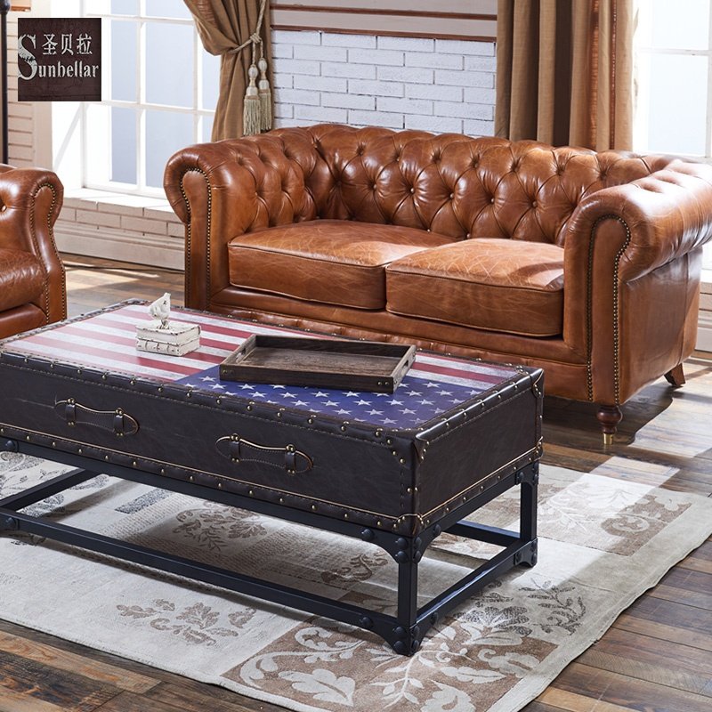 Bespoke vintage distressed brown leather couch classic antique deep buttoned leather chesterfield office sofa 2 seat love seat