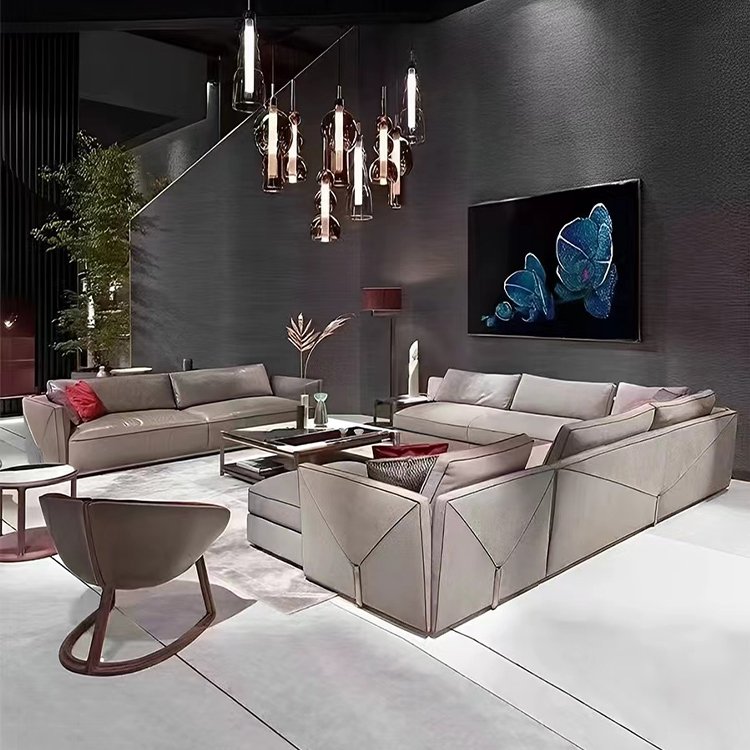 House leather sectional modern 2022 genuine leather sofa set living room furniture sitting room sofa