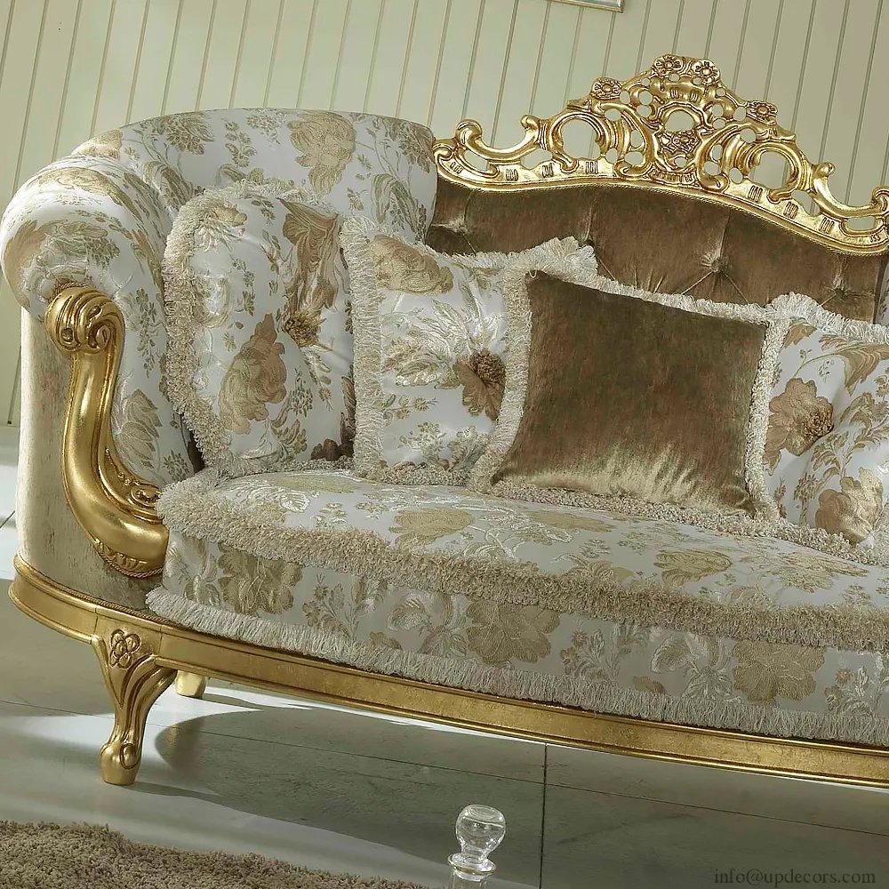 Baroque Style Sofa Italian Furniture Gold Leaf 2 Seater Sofa With Cheap Price