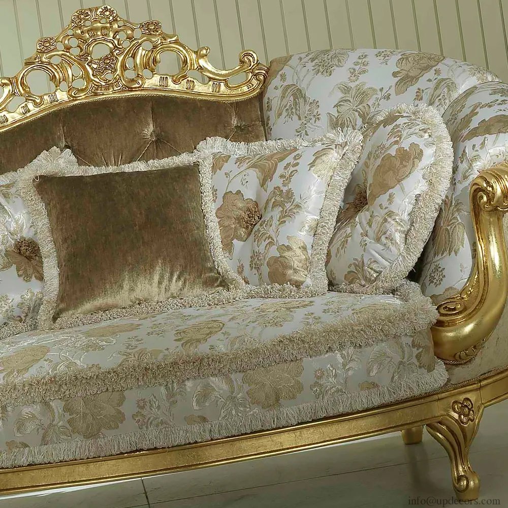 Baroque Style Sofa Italian Furniture Gold Leaf 2 Seater Sofa With Cheap Price